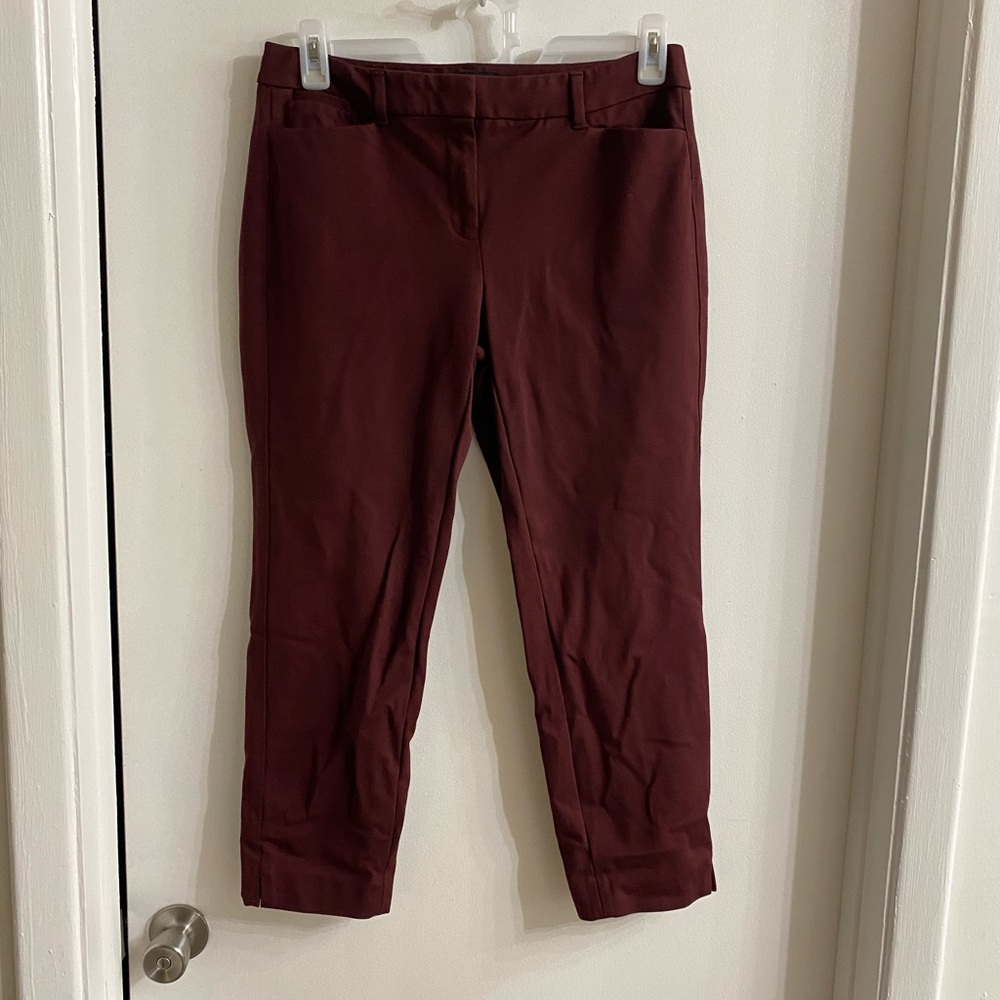 White House Black Market Slim Burgundy Pants size 8
